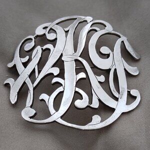 LAREDO STERLING SILVER MONOGRAM INITIAL BROOCH PIN VINTAGE